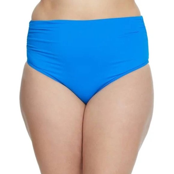 22W Blue Anne Cole  Shirred High Waist Swim Bottom - Picture 1 of 4